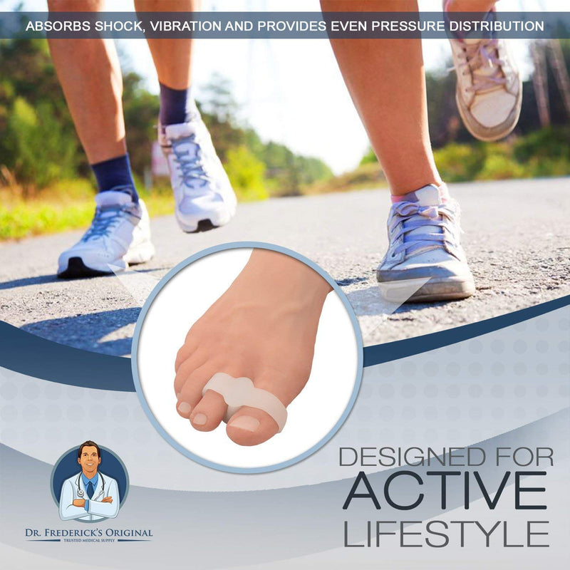 [Australia] - Dr. Frederick's Original 2 Piece Sport Bunion Toe Spacer Set - 1 Pair Soft Gel Splints - One Size Fits All - Fast Relief - Wear with Shoes - for Men & Women 
