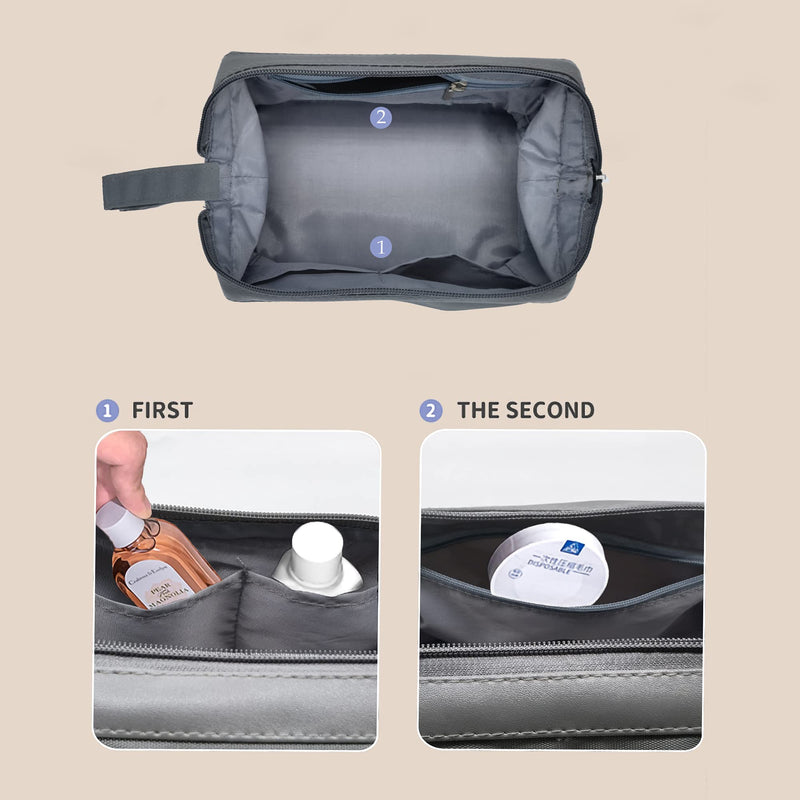 [Australia] - Waterproof Hanging Toiletry Bag Travel Case Wash Bag for Man or Woman with Handle Organizer Accessories, Shaving,Shampoo, Cosmetic, Personal Items, Healthcare, Makeup Bag (Grey) Grey 