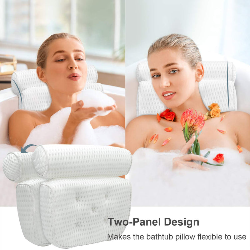 [Australia] - Bath Pillow Bathtub Pillow - Bath Pillows for Tub with Neck, Head, Shoulder and Back Support - 4D Air Mesh Spa Pillow for Bath - Extra Thick, Soft and Quick Dry 14 x 13.5 Inch 