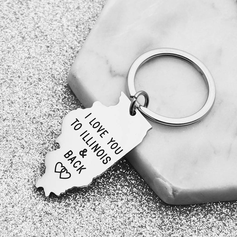 [Australia] - JINGMARUO I Love You to (State Name) and Back Keychain Long Distance Relationships Gifts State Map Keyring Going Away Gift for Boyfriend Girlfriend I Love You to Illinois and Back 