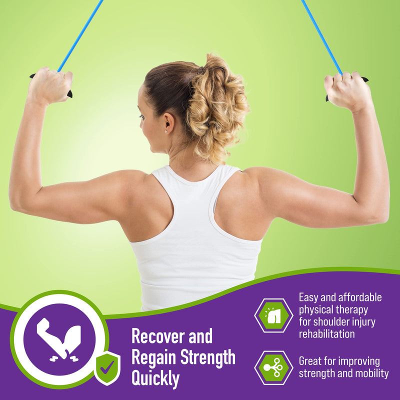 [Australia] - Economy Overhead Overdoor Shoulder Therapy Exercise Pulley System - Plastic Handles - Blue 