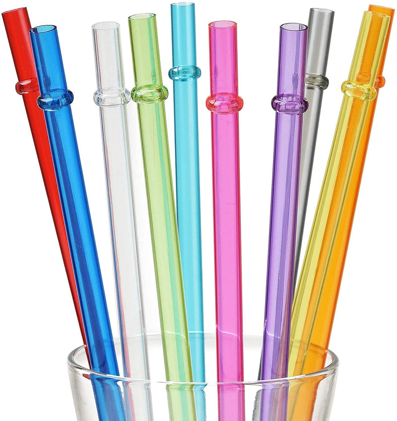 [Australia] - ALINK 10.5 in Long Rainbow Colored Reusable Tritan Plastic Replacement Straws for 20 OZ 30 OZ Tumblers, Set of 10 with Cleaning Brush 