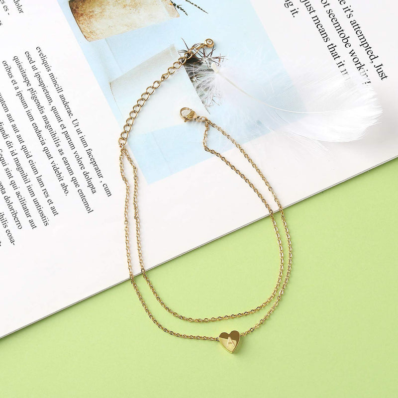 [Australia] - 18K Real Gold Plated Ankle Bracelets for Women Teen Girls Summer Beach Accessories,Gold Anklet Chain with Heart Initial, Cute Letter Chains Anklet Jewelry Gifts for Wife Girlfriend Daughter BFF HLAB40-A 