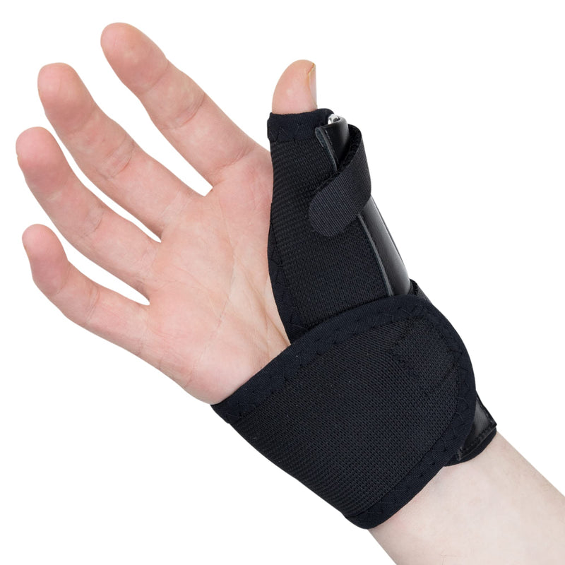 [Australia] - Actesso Elasticated Thumb Support Splint - Ideal for Thumb Pain Relief, Sprains, Tendonitis or Fractures (Black, Large Left) L (Pack of 1) Black 
