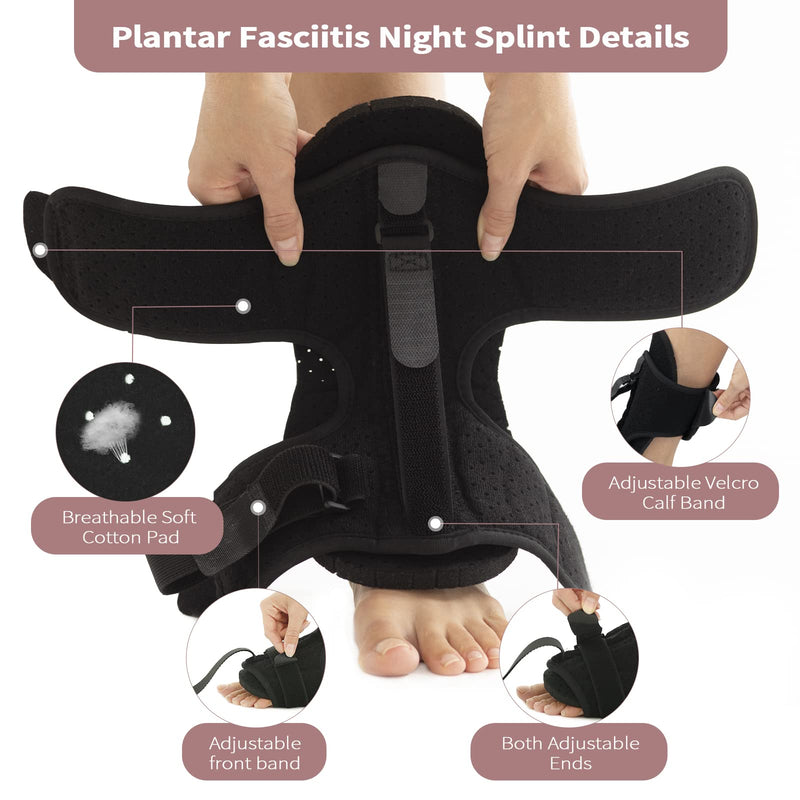 [Australia] - Upgraded Plantar Fasciitis Night Splint , Adjustable Plantar Fasciitis Relief Night Splint for Women & Men, Relief Brace for Plantar Fasciitis Relief, Achilles Tendonitis and Foot Drop (black) black 