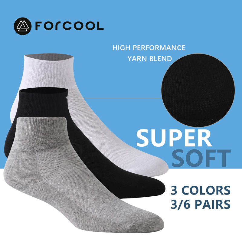 [Australia] - Forcool Non Binding Loose Top Seamless Ankle Low Cut Cotton Diabetic Socks for Men and Women, M/L/XL, 3/6 Pairs 6 Black&gray&white X-Large 