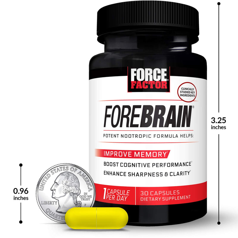 [Australia] - Forebrain Nootropic Brain Supplement to Improve Memory, Boost Focus, Increase Mental Energy, and Support Brain Health with Caffeine, Bacopa, and Huperzine A, Force Factor, 30 Capsules Forebrain 30 Count (Pack of 1) 