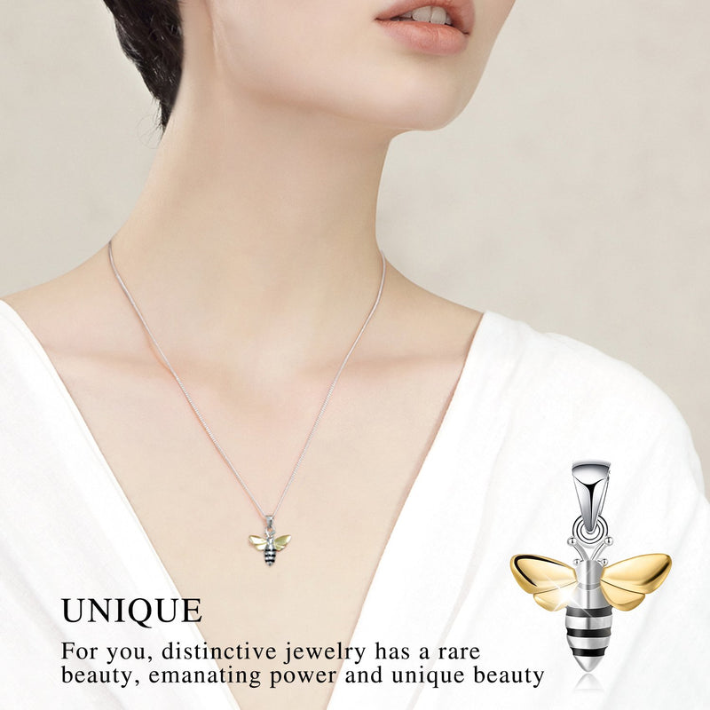 [Australia] - Lotus Fun S925 Sterling Silver Necklace Pendant Lovely Honeybee Pendant with Necklaces Link Chain length 17inches, Handmade Unique Jewelry Gift for Women and Girls 