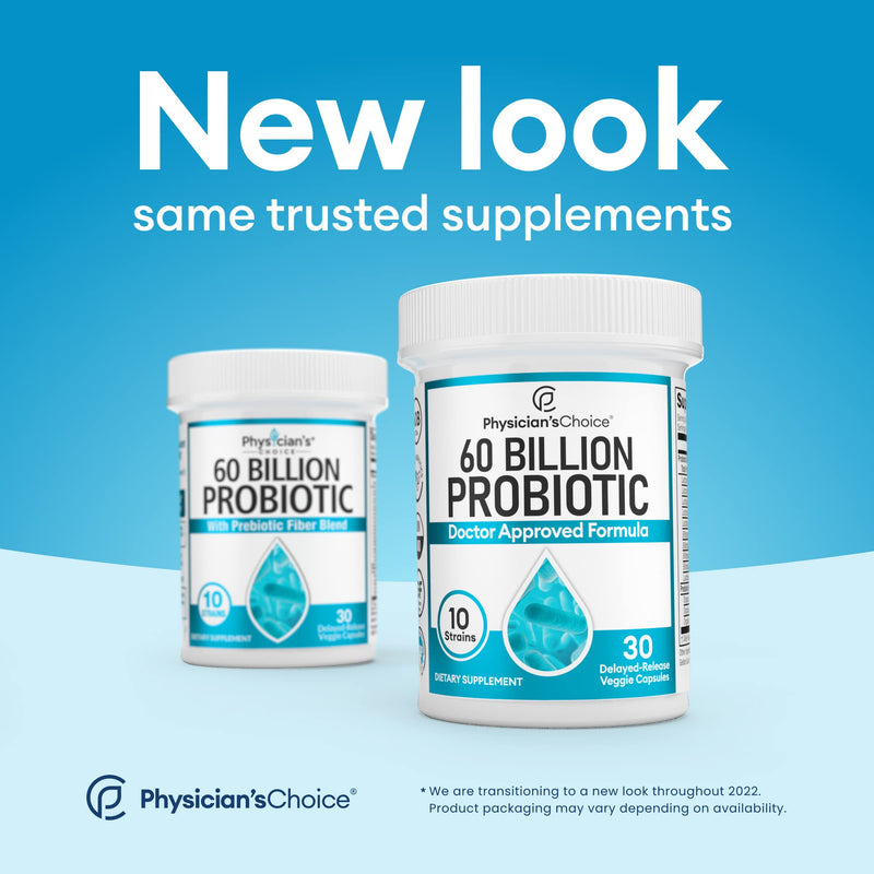 [Australia] - Physician's Choice Probiotics 60 Billion CFU - 10 Diverse Strains Plus Organic Prebiotic, Designed for Overall Digestive Health and Supports Occasional Constipation, Diarrhea, Gas & Bloating 1 Month Supply Probiotic 