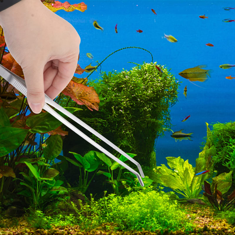 [Australia] - Balacoo Aquarium Tweezers Extra Long 10 inches, Stainless Steel Curved Tweezers 27cm Extra Long Tweezers for Fish Tank Plant Aquascape Tools, Feeding Tongs 