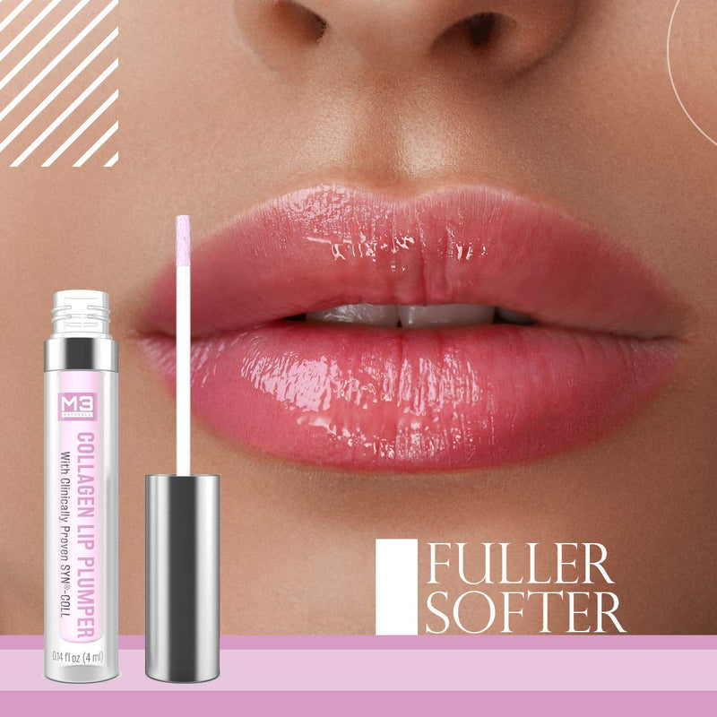 [Australia] - M3 Naturals Collagen Lip Plumper Clinically Proven Natural Lip Enhancer for Fuller Softer Lips Increased Elasticity Reduce Fine Lines Hydrating Plump Gloss Lipstick Primer 4 ml 