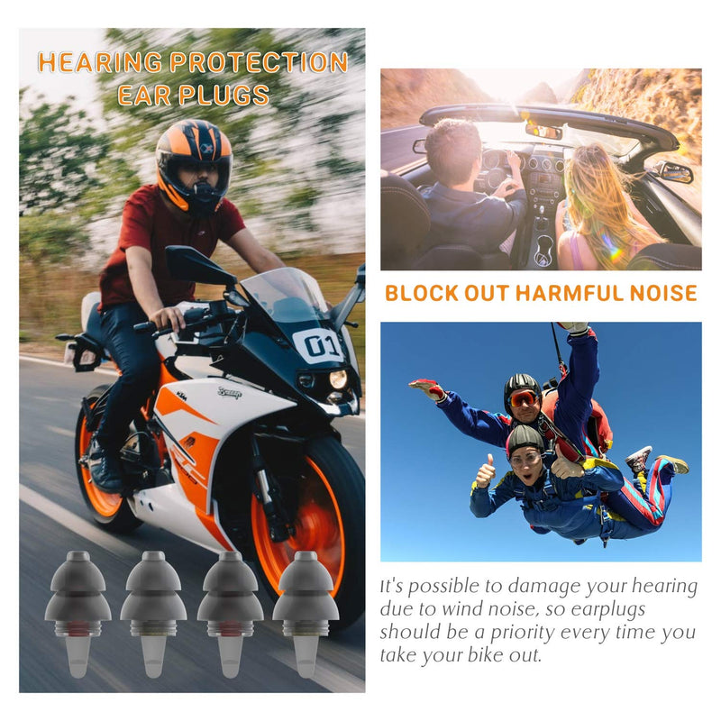 [Australia] - Motorcycle Ear Plugs 2 Pairs, Wind Noise Reduction & Premium Hearing Protection Reusable Earplugs for Motor, Motorbike - Earplugs Set for Motorsports, Parachuting, Touring, Racing, Riding, Shooting Black 