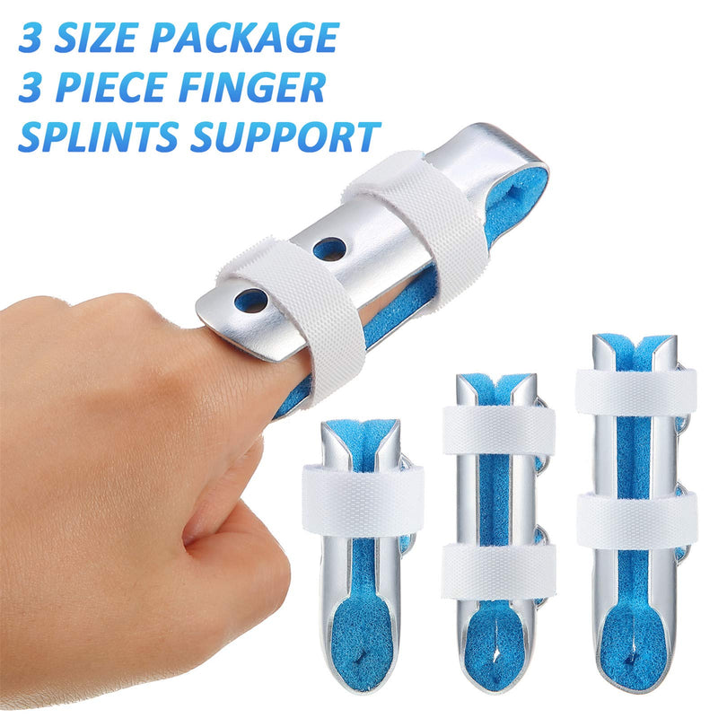 [Australia] - 3 Pieces Finger Splint Metal Finger Support Finger Immobilizer for Adults Children Finger 