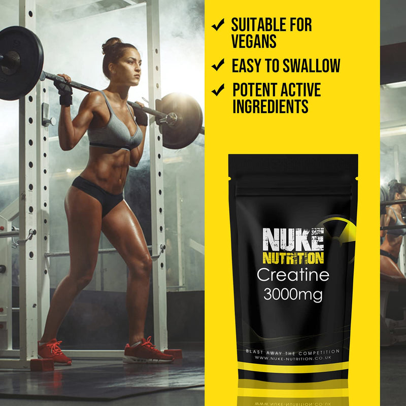 [Australia] - Nuke Nutrition Creatine Tablets 3000mg - 60 Tablets - Pure Creatine Monohydrate Supplements to Boost Muscle Mass, Bulk & Strength - Excellent Pre Workout for Men & Women - Boost Energy & Performance 60 Count (Pack of 1) 
