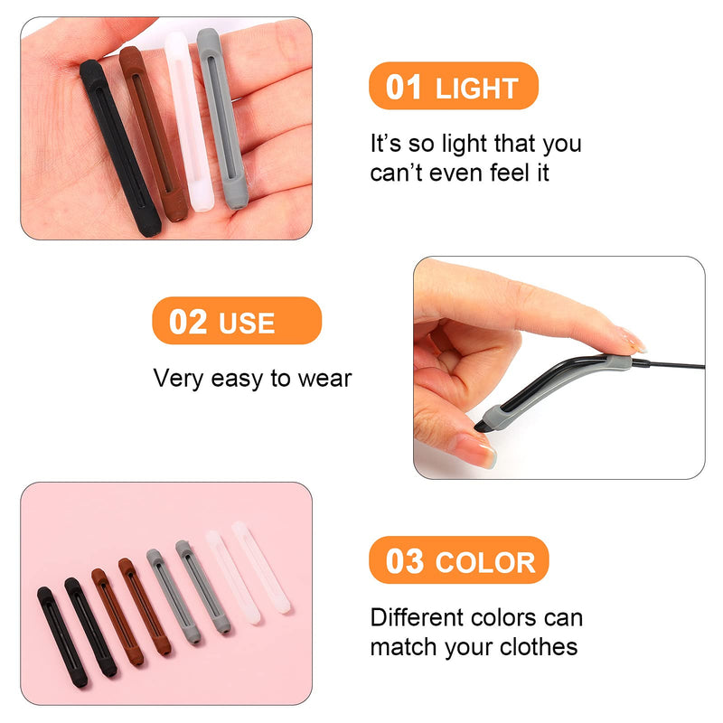[Australia] - ALTcompluser 8 Pairs Silicone Glasses Ear Grip Hooks, Anti-Slip Eyeglasses Retainers, Soft Glasses Temple Holder Protectors for Various Glasses and Sunglasses( 8 pairs) 