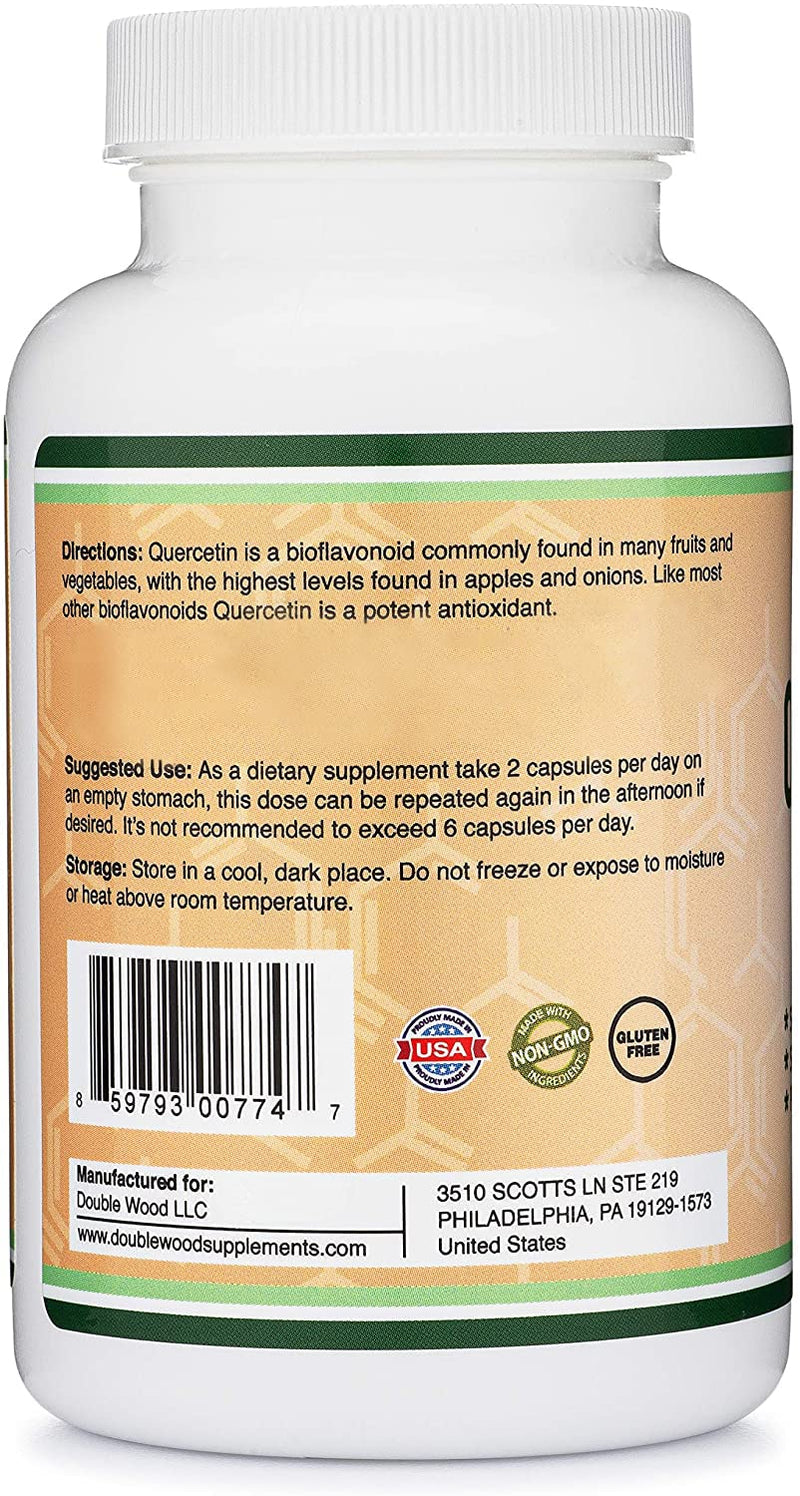 [Australia] - Double Wood Quercetin Supplement with Bromelain | 120 High Strength Capsules - 1000mg Quercetin & 200mg Bromelain per Serving | Quercetine Antioxidant Supplements | Non-GMO & Gluten Free 