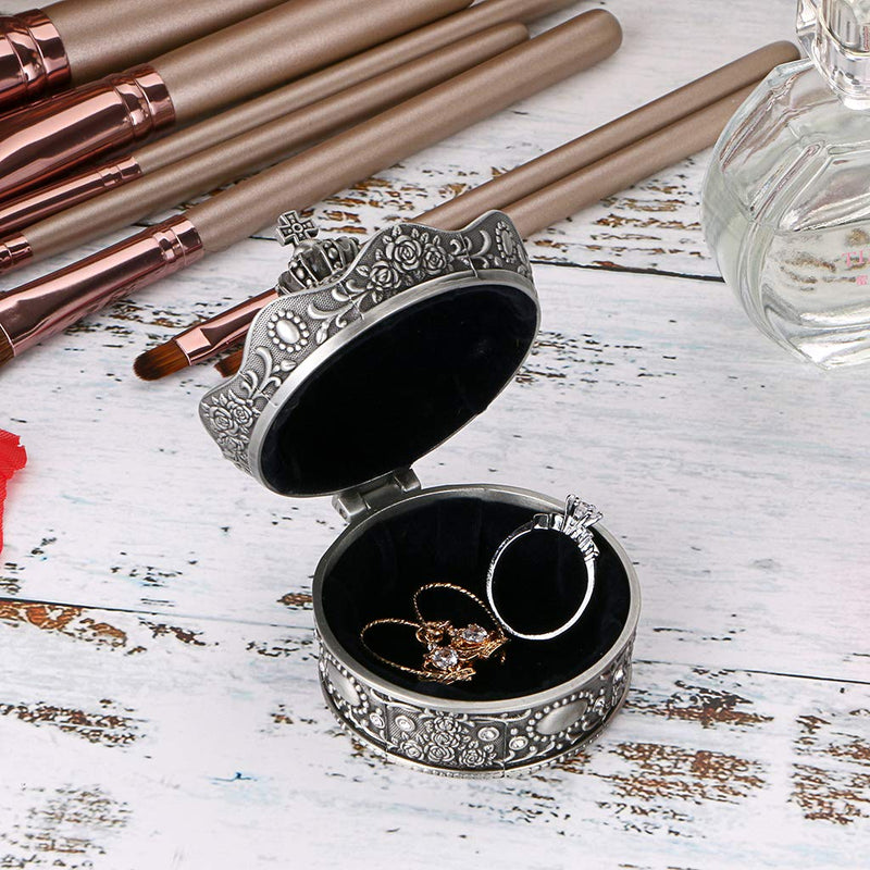 [Australia] - Hipiwe Vintage Jewelry Box, Antique Crown Design Trinket Treasure Chest Storage Organizer,Metal Earrings/Necklace/Ring Holder Case, Keepsake Giftb Box for Girls Women (Small) Small 