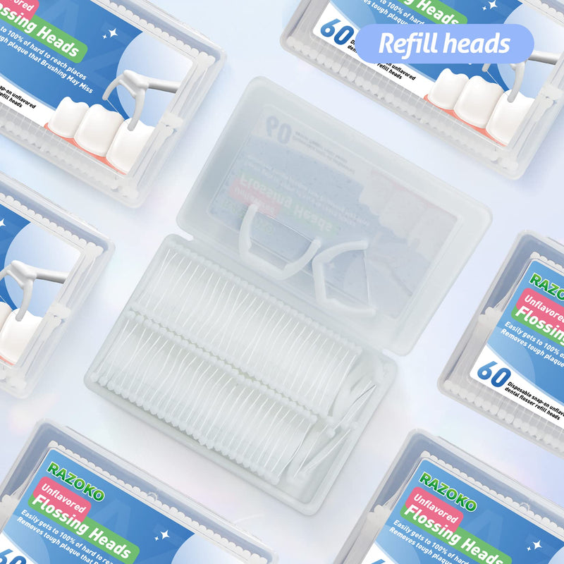 [Australia] - RAZOKO Disposable Snap-On Flosser Refill Heads 180 Count 