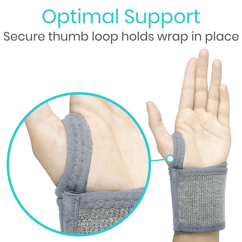 [Australia] - Vive Wrist Wraps Brace - Tendonitis Support for Carpal Tunnel Arthritis - Sprained Pain Protection Sleeve - Weightlifiting and Calisthenics Compression Stabilizer - Fitness for Women, Men - Adjustable Gray 