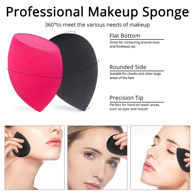 [Australia] - Makeup Sponges, Foonbe Blender Beauty Foundation Blending Sponge, Dry & Wet Use for Powder Cream or Liquid Application (3 Pcs, Multi-colored) 