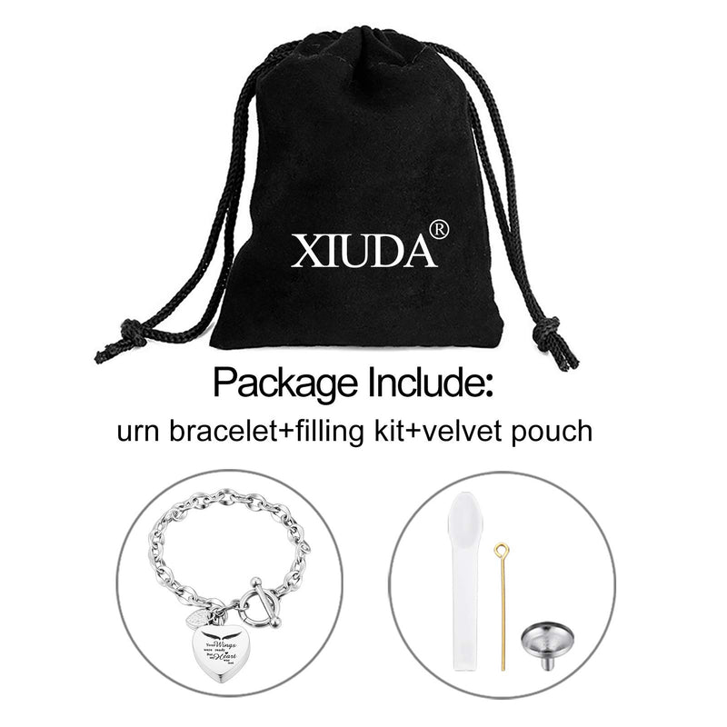 [Australia] - XIUDA Urn Bracelet for Ashes Heart Locket Cremation Bracelet Ashes Holder Bangle Link Chain Women Men silver 