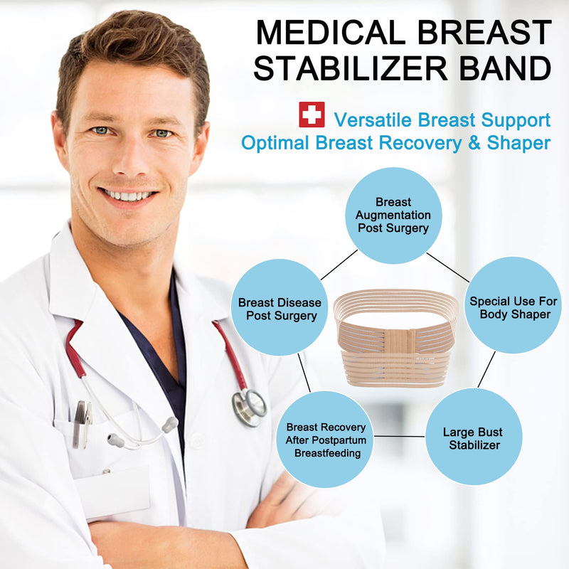 [Australia] - SCARBORO Breast Bands for Women Post Surgery Breast Implant Stabilizer Band Compression Breast Augmentation and Reduction Strap Medical Chest Support Band for Large Breast Exercise XL-2XL Beige 