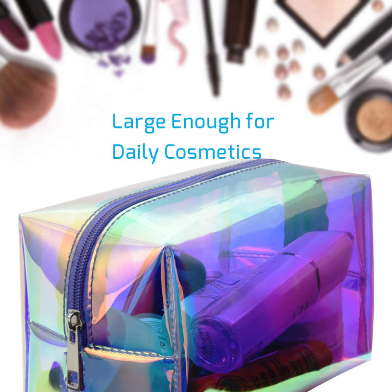 [Australia] - Holographic Makeup Bag, Cambond Clear Cosmetic Bag Large Iridescent Makeup Pouch Toiletry Organizer Cute Pencil Case Stationery Box, Gifts for College Girls Teens Women (Holographic Purple) Holographic Purple 