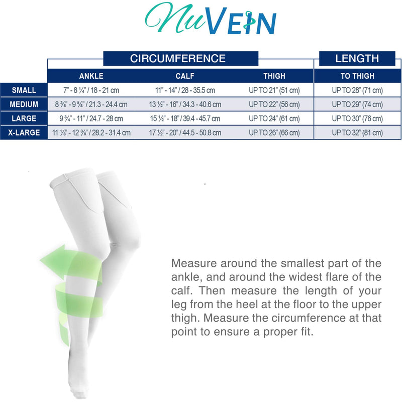 [Australia] - NuVein Surgical Stockings, 18 mmHg Support for Embolic Recovery, Medical Unisex Fit, Thigh High, Closed Toe, White, Large Large (Pack of 1) 