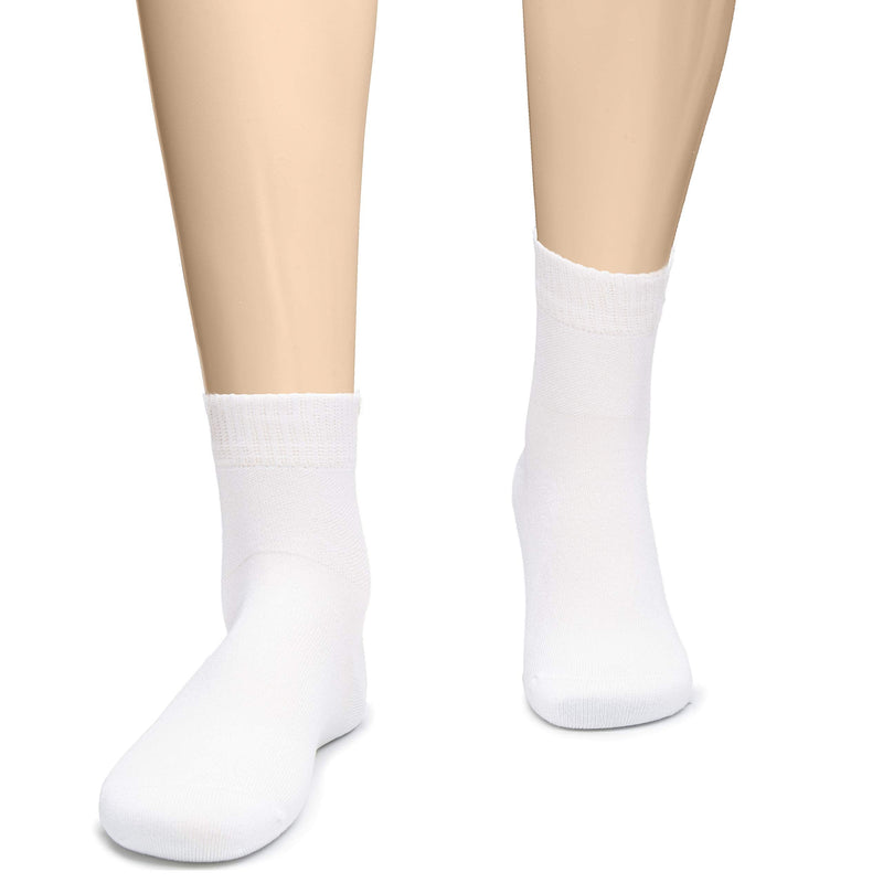 [Australia] - Hugh Ugoli Men's Loose Diabetic Ankle Socks Bamboo, Wide, Thin, Seamless Toe and Non-Binding Top, 4 Pairs 8-11 White 