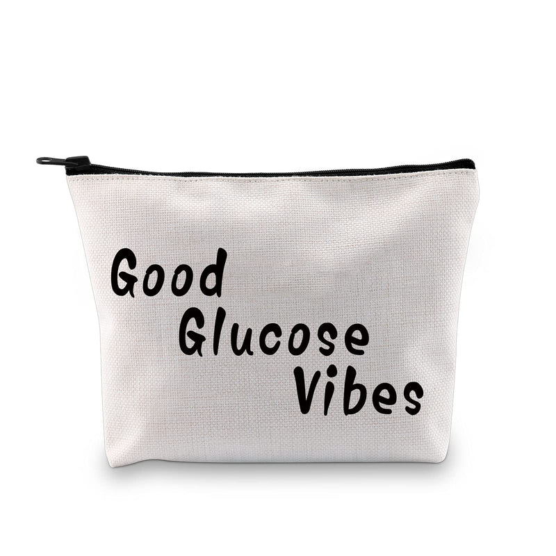 [Australia] - Diabetic Supply Bag Type 1 Diabetes Awareness Gift Good Glucose Vibes Cosmetic Bag (Good Glucose Vibes White) Good Glucose Vibes White 