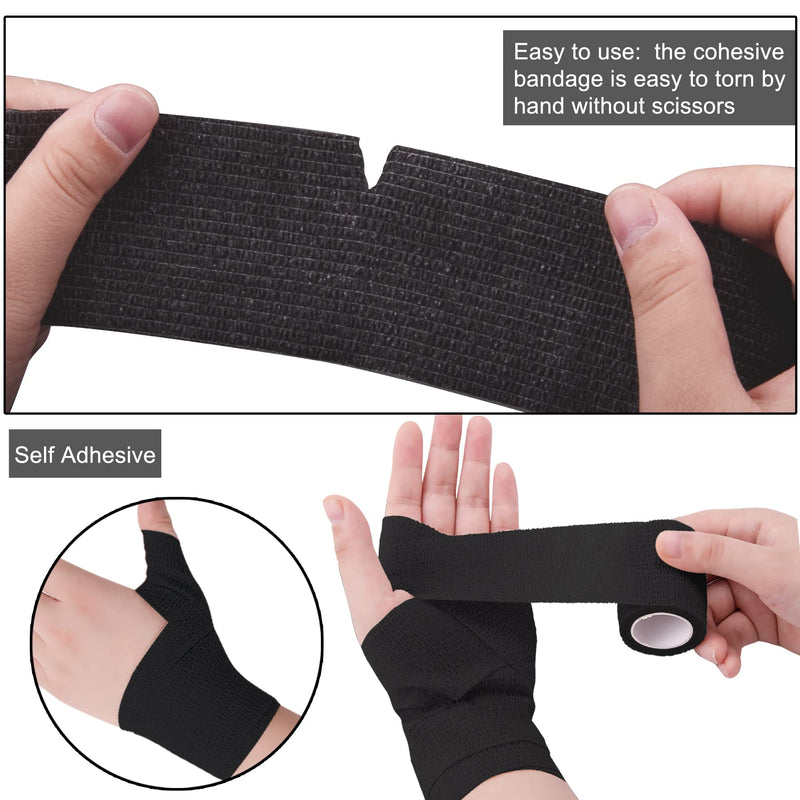 [Australia] - BQTQ 8 Rolls Cohesive Bandage 2 Inch Self Adherent Sport Wrap Tape Stretch Bandage Wrap Athletic Tape for Human and Animals Ankle Sprains Swelling, Black 