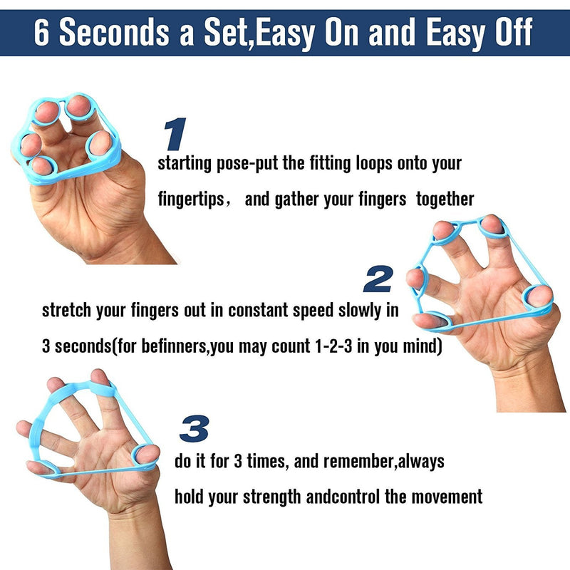 [Australia] - Hand Grip Strengthener, Finger Exerciser, Grip Strength Trainer (6 PCS),New Material,Forearm Grip Workout, Finger Stretcher, Relieve Wrist Pain, Carpal Tunnel (Large) 