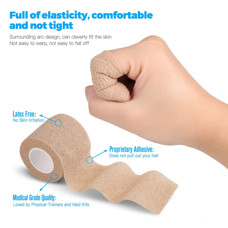 [Australia] - Bandage Wrap 8 Pack 1”x 5 Yards Self Adhesive Bandage Wrap Breathable Cohesive Bandage Wrap Rolls Athletic Elastic Self Adherent Wrap for Sports Injury ,Wrist, Knee, Ankle Sprains and Swelling(Beige) Beige 1 Inch (Pack of 8) 