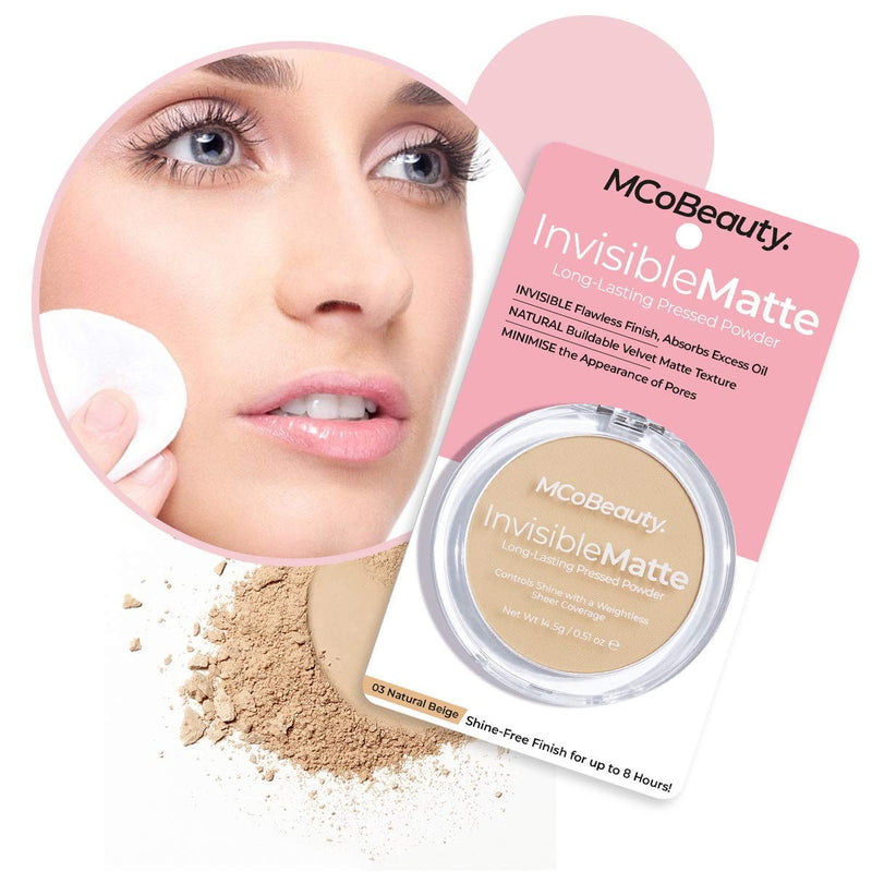 [Australia] - MCoBeauty Invisible Matte Long-Lasting Pressed Powder - for Women - 03 Natural Beige, 70 g I0096385 