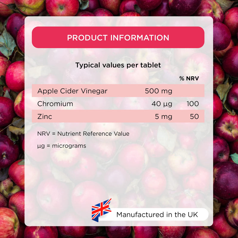 [Australia] - Healthspan Apple Cider Vinegar 500mg | 60 Tablets | Friendly Bacteria | Metabolism Support | Added Zinc & Chromium | Vegan 