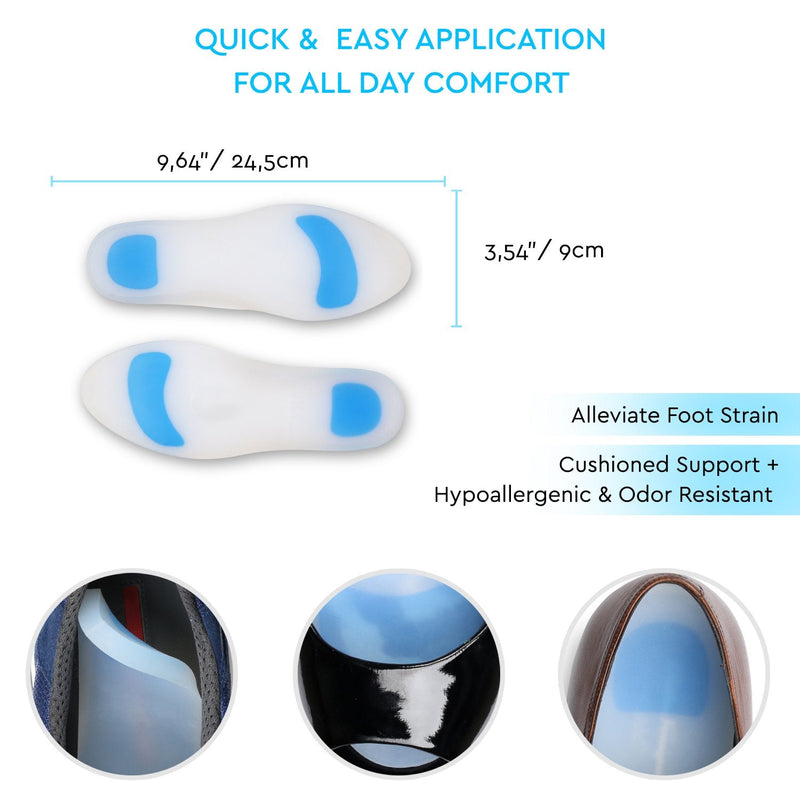 [Australia] - Soles Silicone Shoe Inserts (Pair) Orthopedic Support for Walking, Running, and Fitness - Soft, Comfortable, Hypoallergenic Design - M / 38-39 