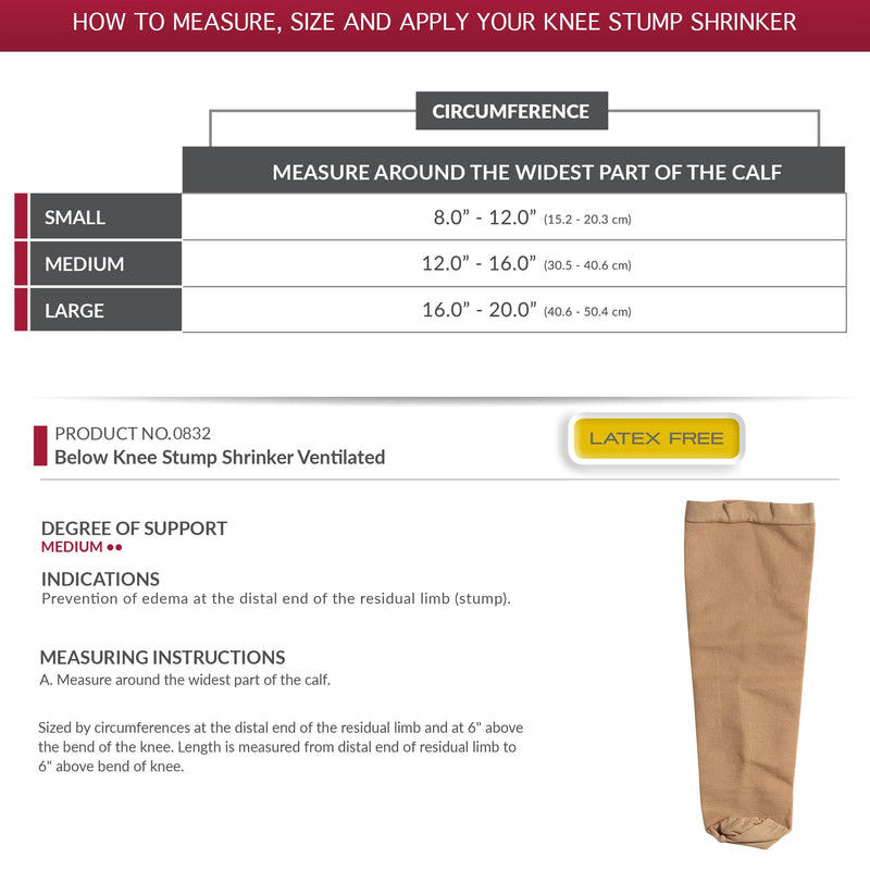 [Australia] - Truform-OTC 0832-M Below knee bk stump shrinker, limb compression with ventilation, amputee care, Beige, Medium (12-16" Calf) Medium (Pack of 1) 