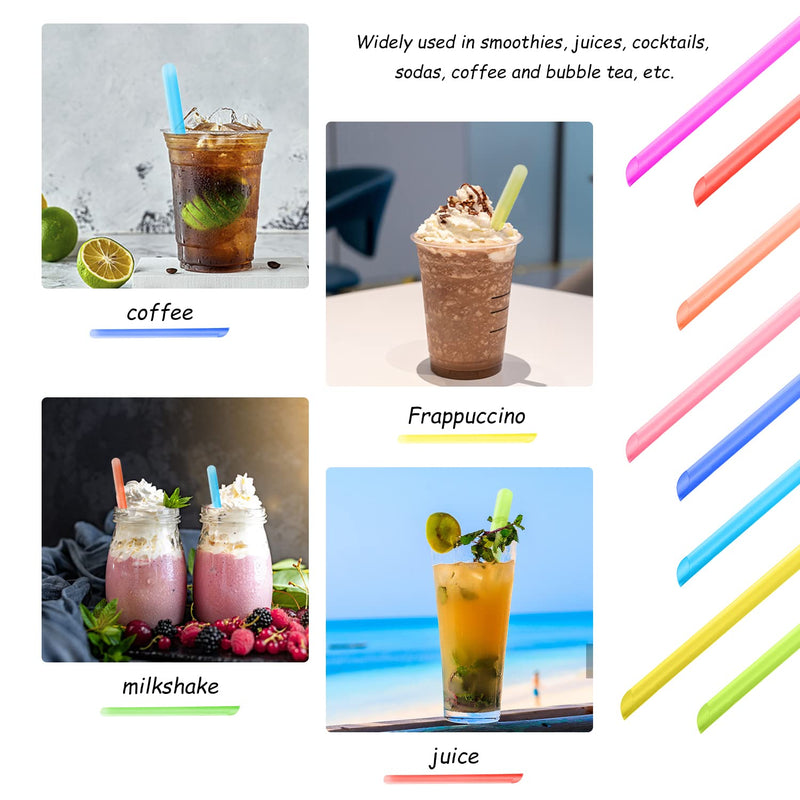 [Australia] - 8 Straws with 2 Straw Cleaning Brushes, 1 Storage Bag, Bubble Tea Straws, Reusable, Thick Plastic Straws for Smoothie Cups, Cocktails 