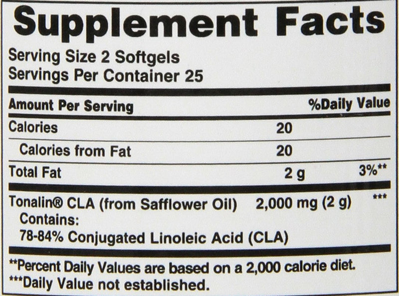 [Australia] - Nature's Bounty Tonalin Pills and Dietary Supplement, Diet and Body Support, 1000 mg, 50 Softgels 