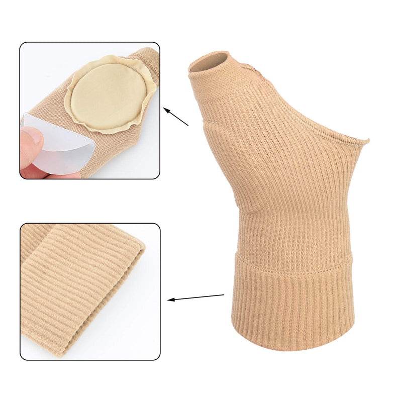 [Australia] - Wrist Thumb Compression Arthritis Gloves(1 Pair),Breathable Wrist Support Brace Wrist Sleeve with Gel Thumb Injury Pads,Comfortable Carpal Tunnel Sleeve for Hand Thumb Wrist Joint Relieve Pain Beige 