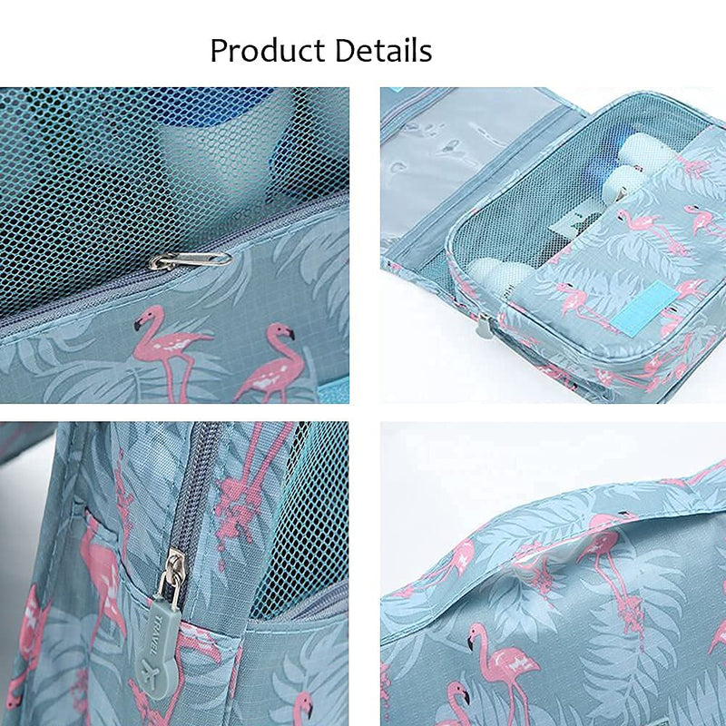 [Australia] - Hanging Toiletry Bag for Women kids Travel bag for Toiletries Cosmetic bag Makeup bags Organizer Waterproof Bathroom Organizer with Hook (Blue flamingo) Blue flamingo 