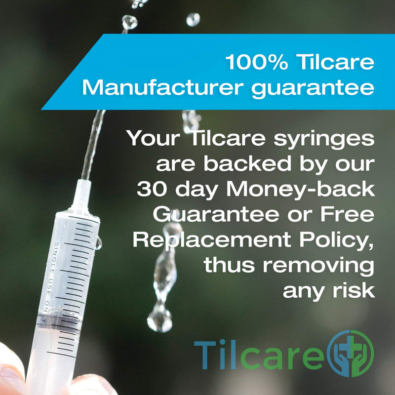 [Australia] - 60ml Catheter Tip Syringe with Covers 5 Pack by Tilcare - Sterile Plastic Medicine Food Droppers for Children, Pets or Adults – Latex-Free Oral Medication Dispenser - Large Feeding Tube Syringes 