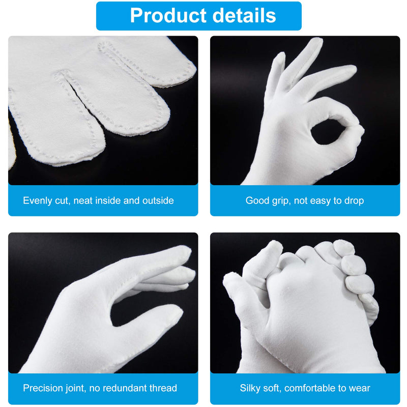 [Australia] - 5Pairs(10Pcs) Moisturizing Gloves Overnight, Cotton Gloves for Dry Hands Eczema,White Cotton Gloves for Men and Women,Washable SPA Cotton Inspection Gloves, One Size Fit Most Cloth Gloves 