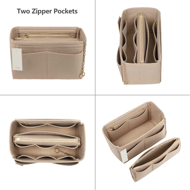 [Australia] - Purse Organizer insert, Bag in Bag Organizer (Medium, Beige) Medium 