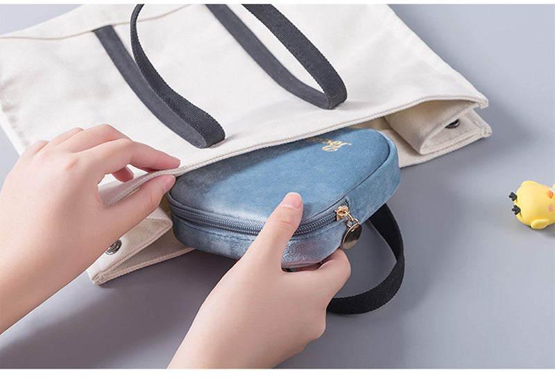 [Australia] - 2PCS Plush Cloth Sanitary Napkins Bag,Coin Purse Bag Fabric Portable Purse Pouch Bag with Zipper for Lipstick, Coins, Cash, Credit Card, Headset, USB, Charger Cable, Keys (B) B 