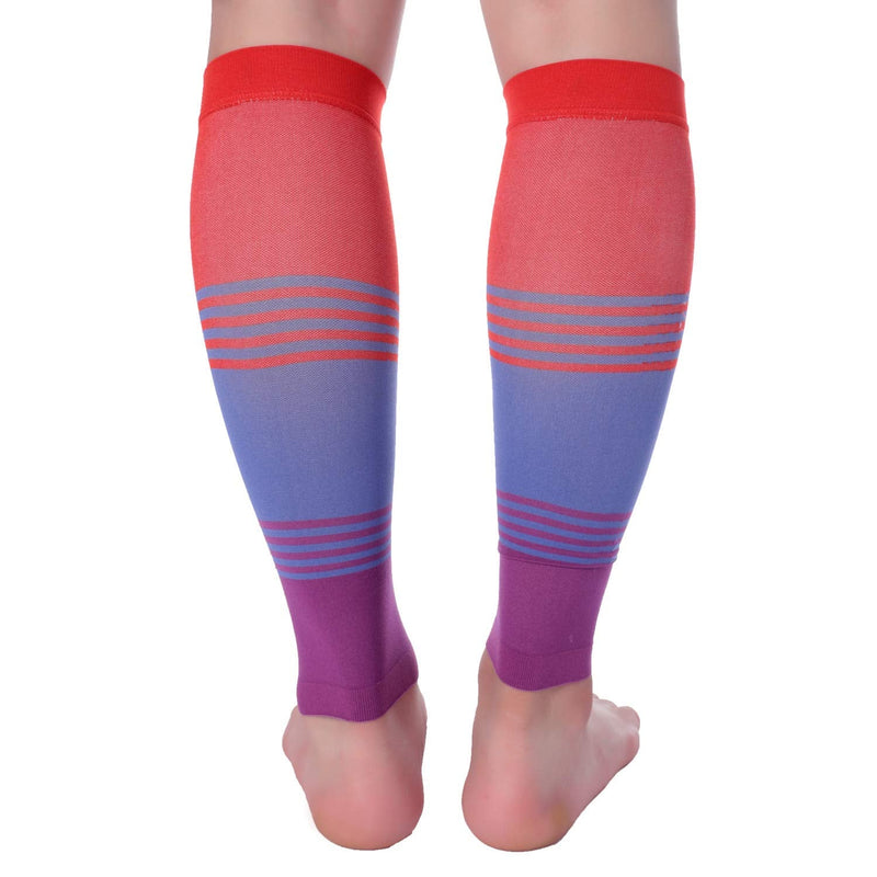 [Australia] - Doc Miller Calf Compression Sleeve Men and Women 20-30 mmHg, Shin Splint Compression Sleeve, Medical Grade Socks for Varicose Veins and Maternity 1 Pair Medium Red Blue Purple Calf Sleeve Red.Blue.Purple 