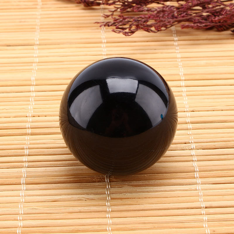 [Australia] - Hztyyier 40mm Natural Crystal Ball, Black Obsidian Crystal Ball Decorative Ball Fortune Telling Ball with Wooden Stand 