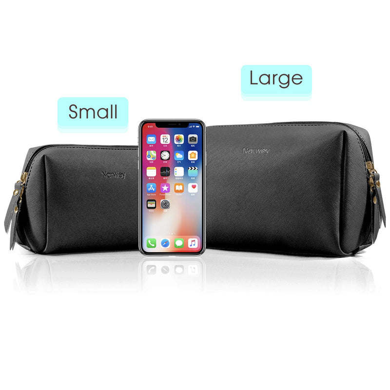 [Australia] - Large Vegan Leather Makeup Bag for Purse Travel Makeup Pouch Mini Cosmetic Bag for Women Girls Black Large 