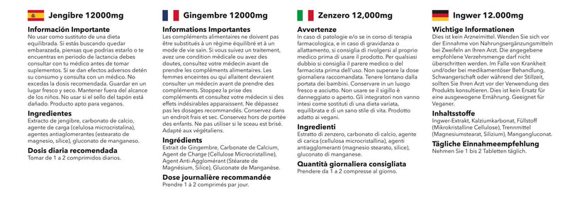 [Australia] - Ginger Tablets | Incredible 12000mg in Every Dose | Vegan & Vegetarian Friendly | Popular Supplement for Healthy Digestion & Travel Sickness | 240 Tablets = Up to 8 Month Supply | Manufactured in the UK 