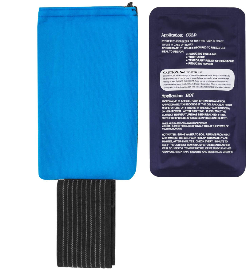 [Australia] - Tanness Reusable Gel Ice Pack for Sports Injury | Hot and Cold Compress Wrap with Adjustable Fleece Pouch | Flexible First Aid Pad for Knee, Ankle, Back Pain Relief Faster Recovery (Single) 